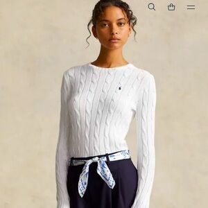 Cable Knit WOMENS cotton crew neck size medium nice crisp white